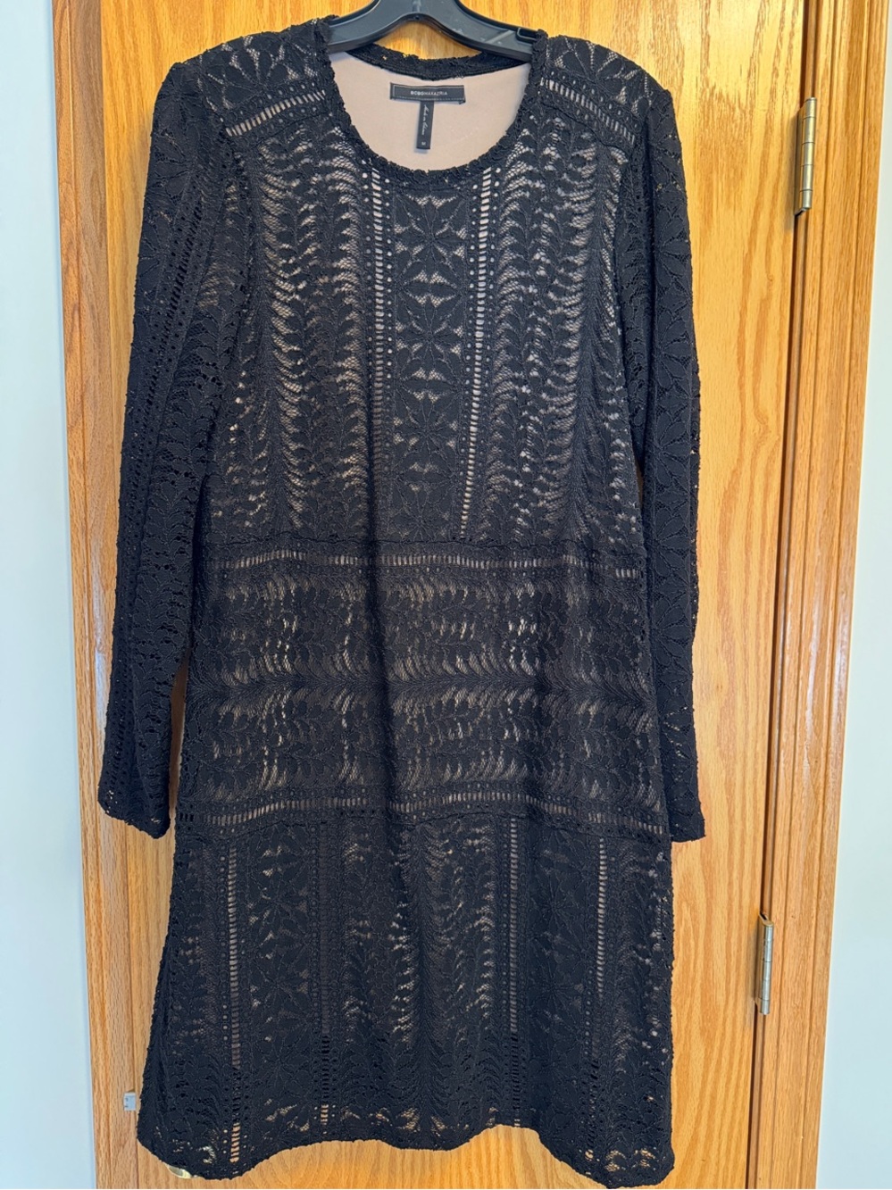 BCBGMaxAzria Black Long-Sleeve Crochet Dress